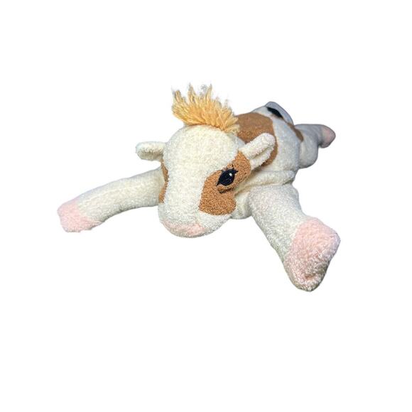 Vintage Folkmanis Hand Puppet Cow Baby Rattle Moo Dairy Cow Brown Beige - Picture 1 of 8